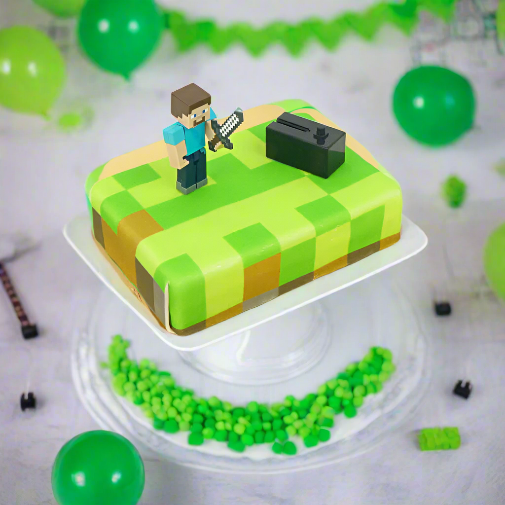 Figurine Minecraft® sur gâteau « monde des jeux »