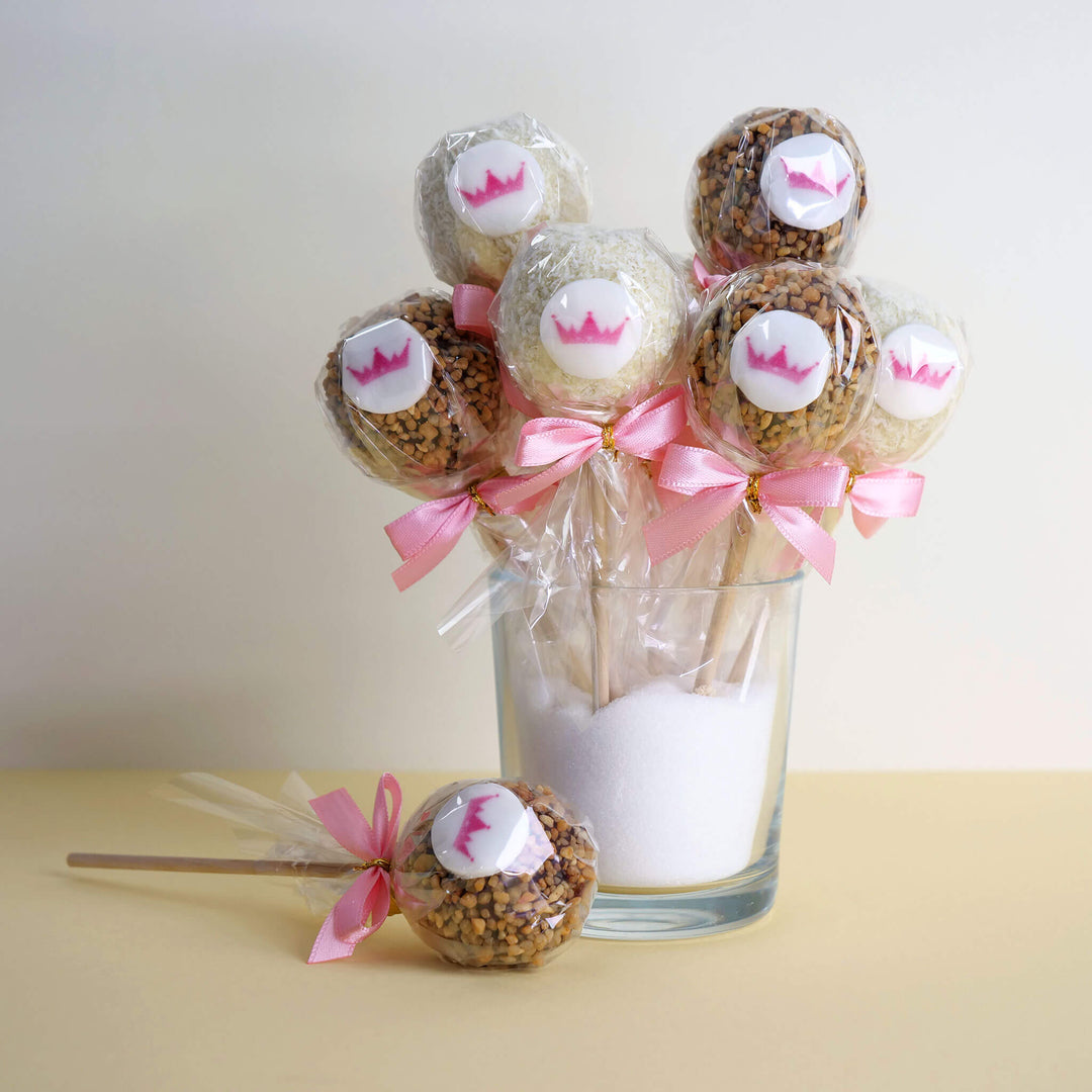 Cake-Pops Logo à la noix de coco et aux éclats de noisettes (12 pièces)