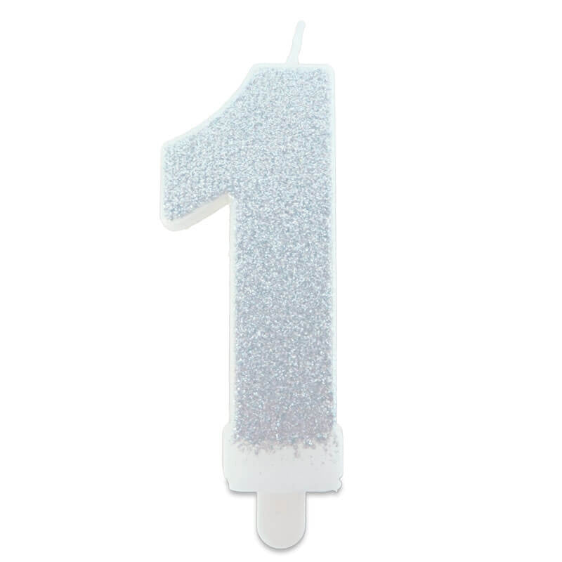 Bougie chiffre argentée 1 (env. 6 cm)