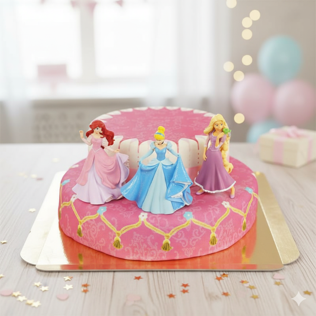 Les 3 princesses® en gâteau 2 étages avec rubans