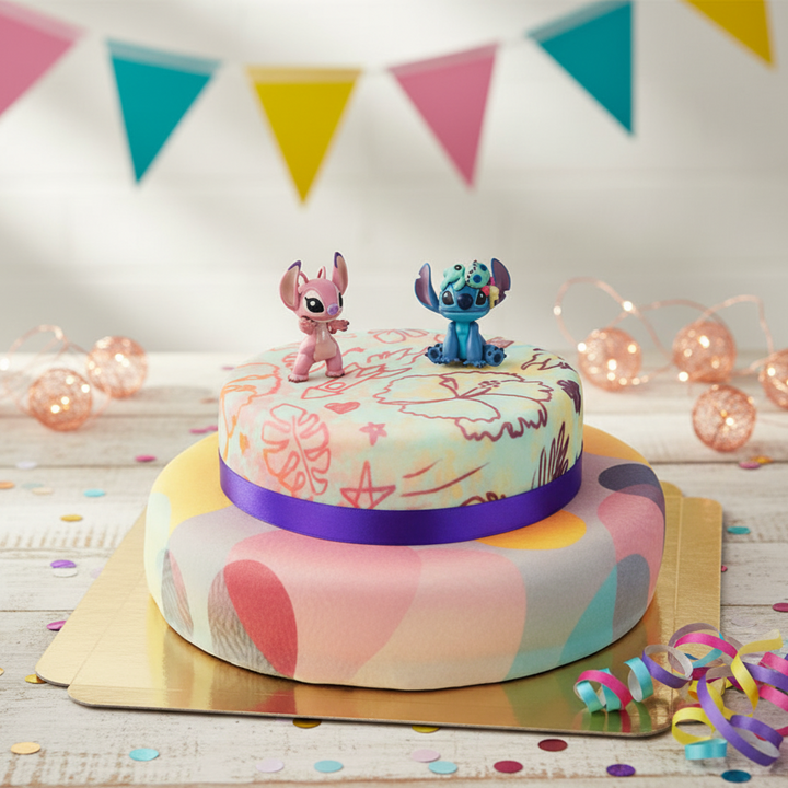 Angel & Stitch® sur gâteau 2 étages 