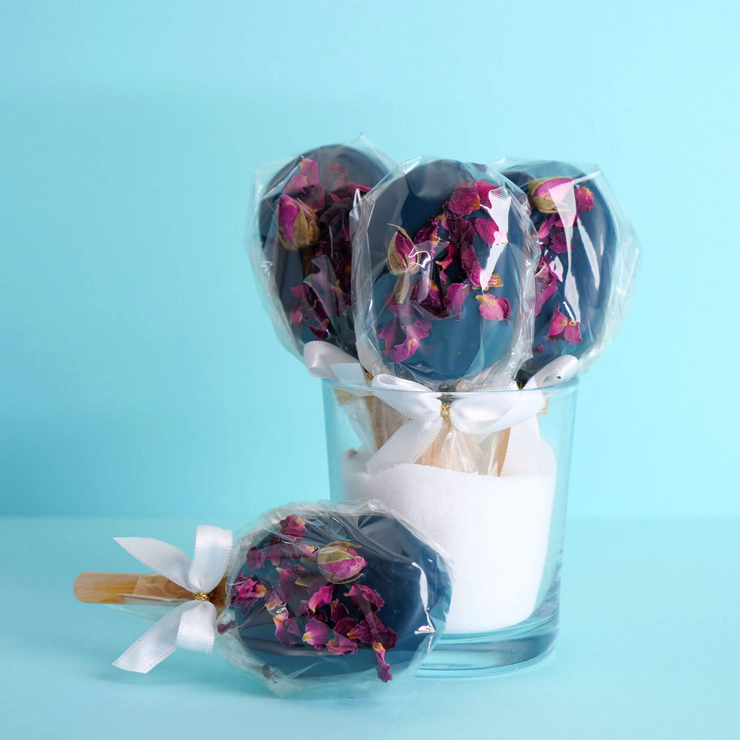 Cake-Pops Bleus avec pétales de rose (10 pièces)
