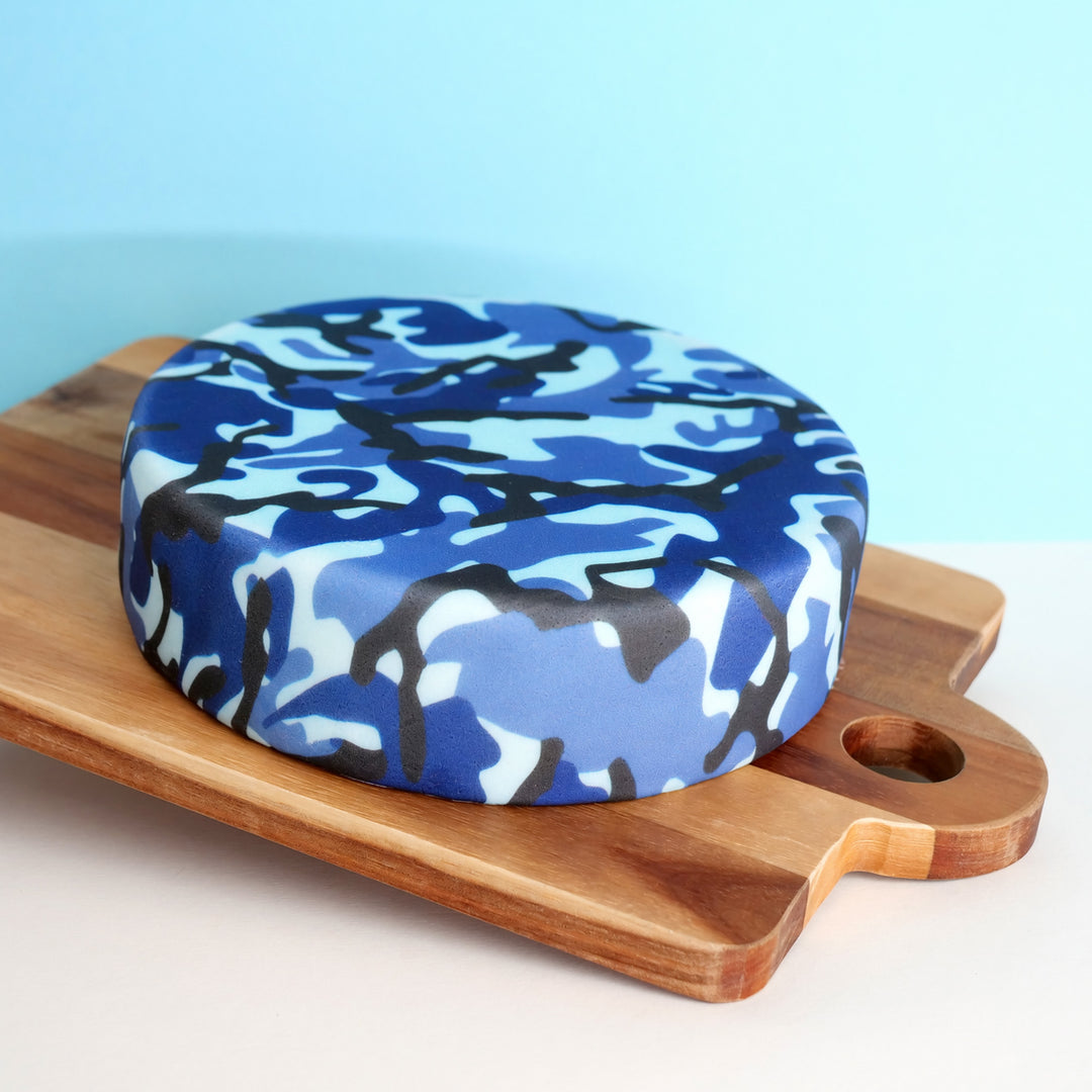 Gâteau camouflage bleu