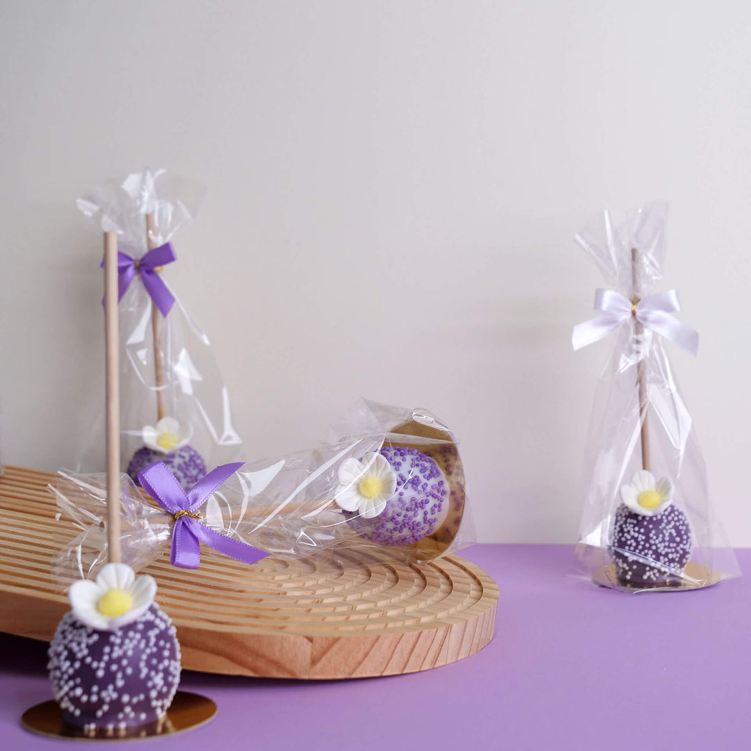 Cake pops « Magie des fleurs » blanc et violet (10 pièces)