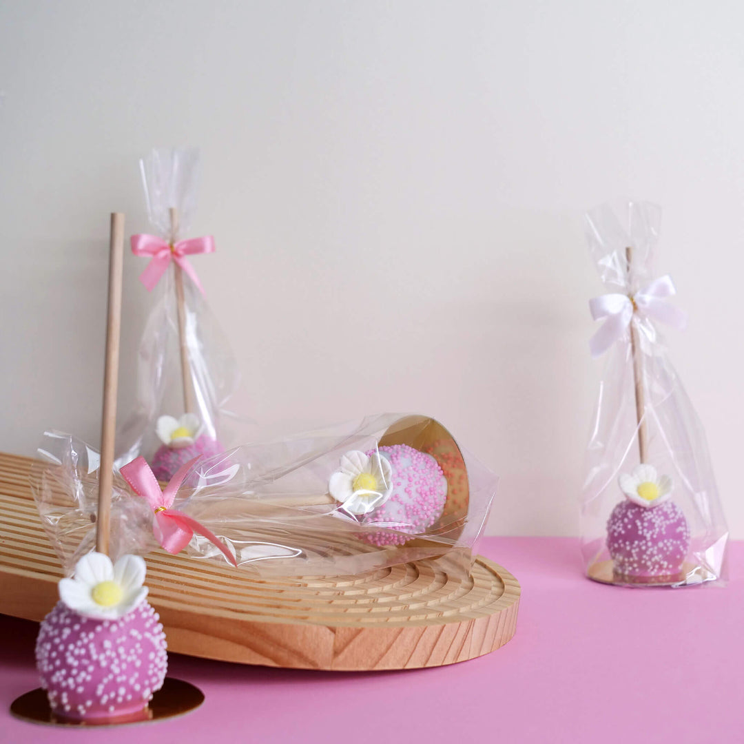 Cake-Pops « Magie des fleurs » blanc et rose (10 pièces)