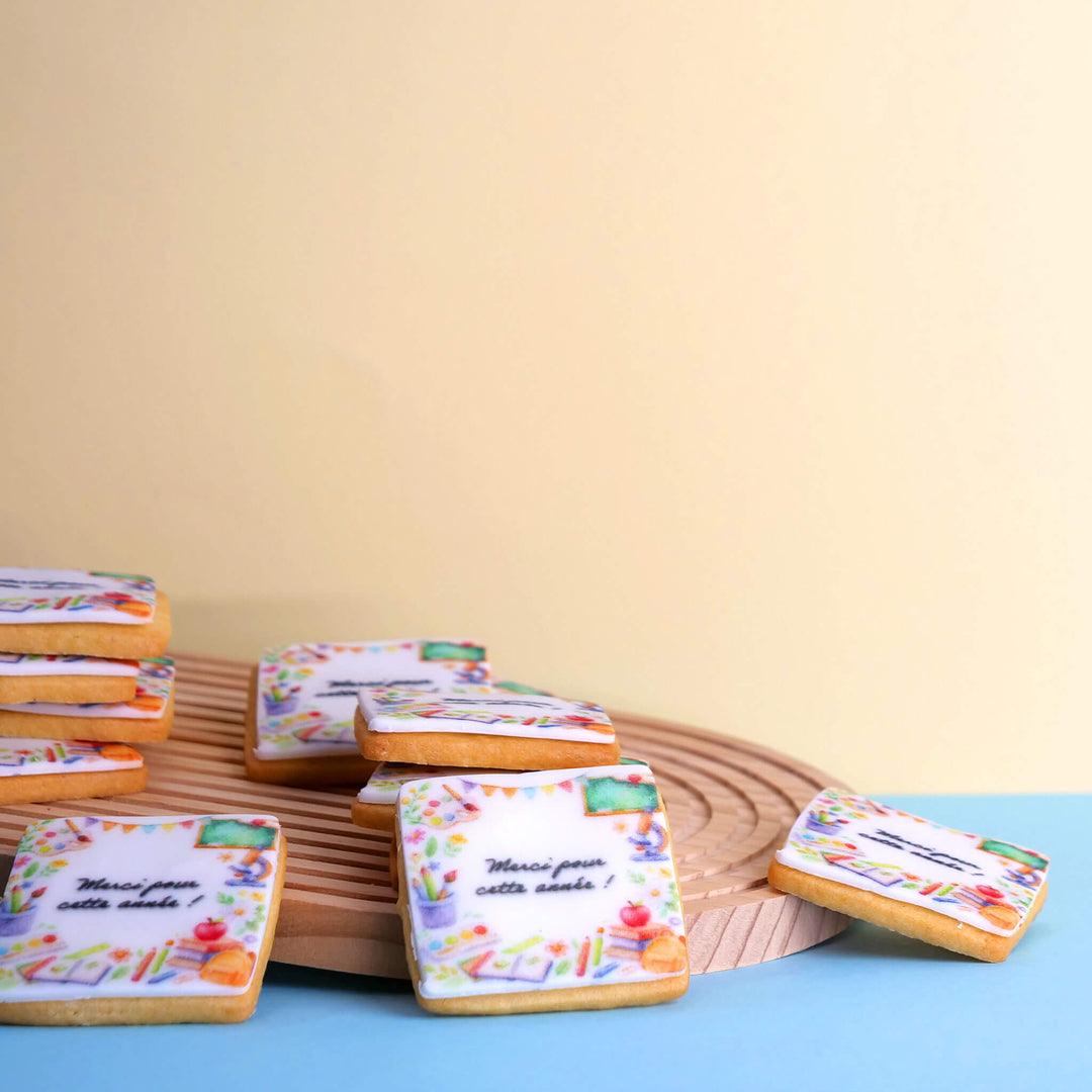 Biscuits carrés "Merci pour cette année" (12 pièces)