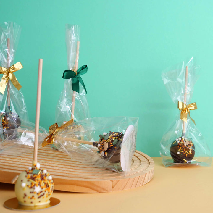 Cake-Pops Deluxe de Noël avec vermicelles verts et dorés (10 pièces)