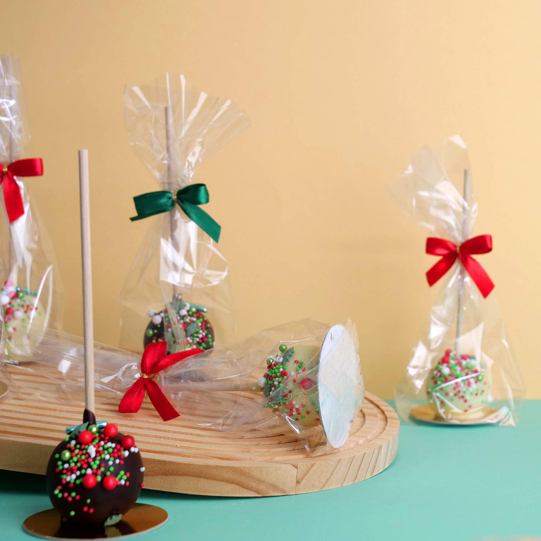 Cake-Pops Deluxe de Noël avec vermicelles rouges et verts (10 pièces)
