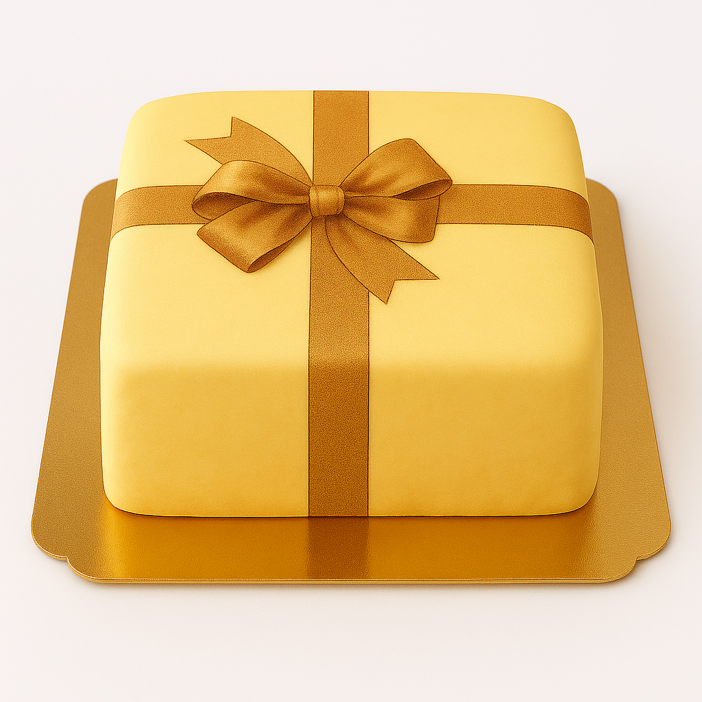Gâteau-boîte à cadeaux jaune