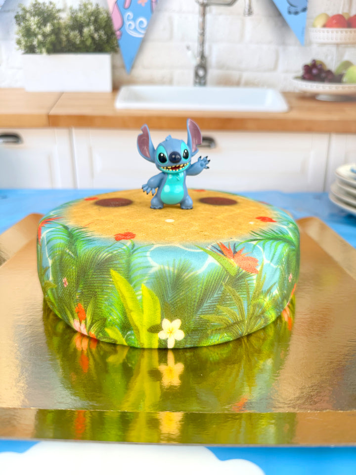 Stitch® sur gâteau plage tropicale