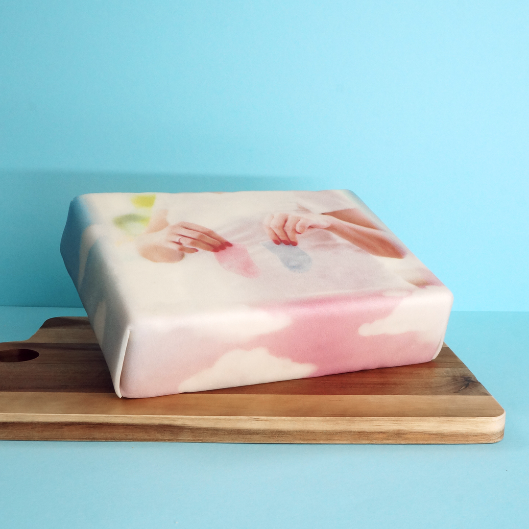 Gâteau photo rectangulaire doux nuages pour bébé
