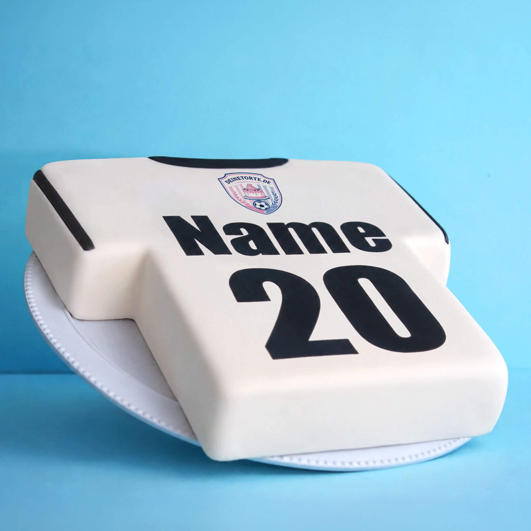 Gâteau maillot de football avec écusson, blanc