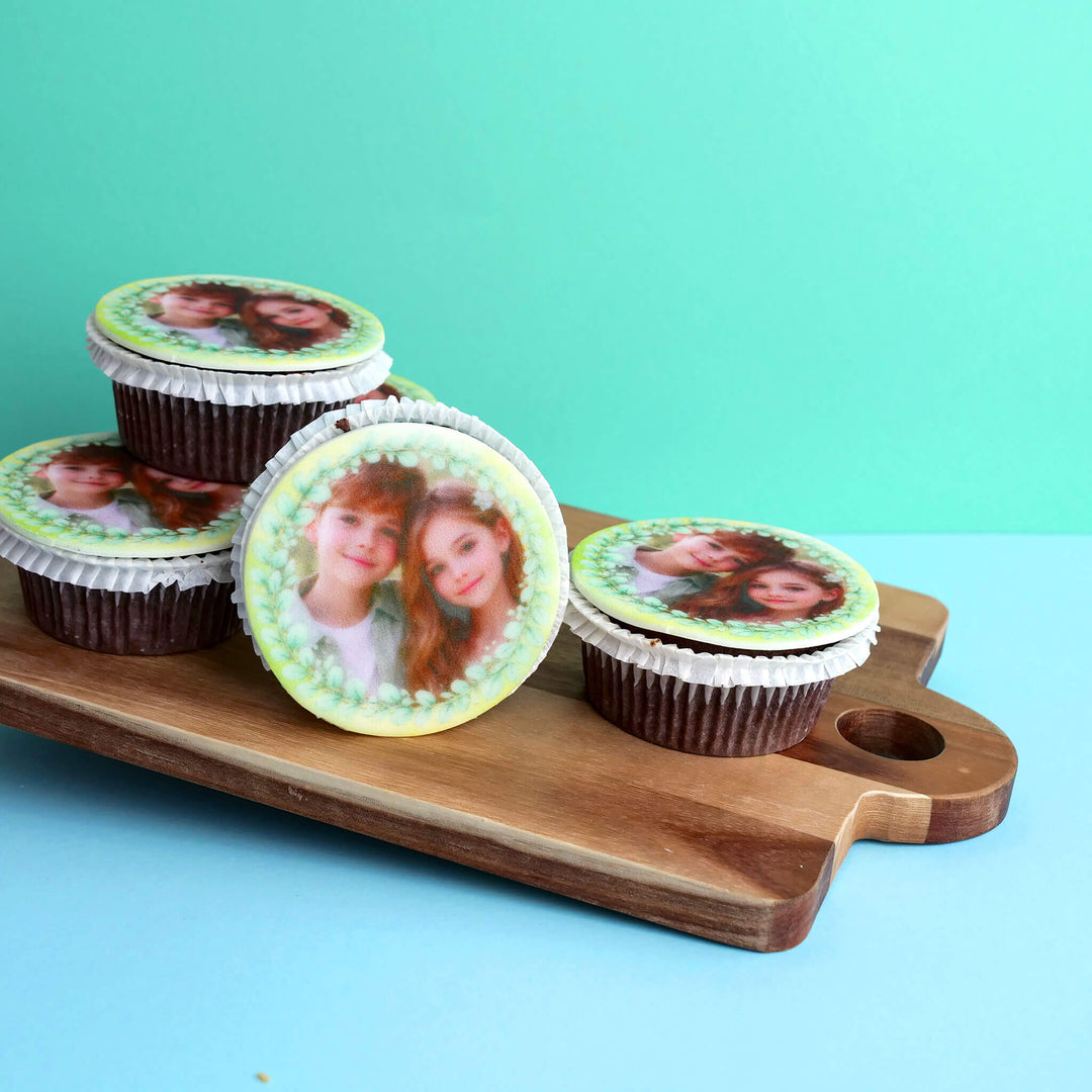 Cupcakes photo verts motif eucalyptus (9 pièces)