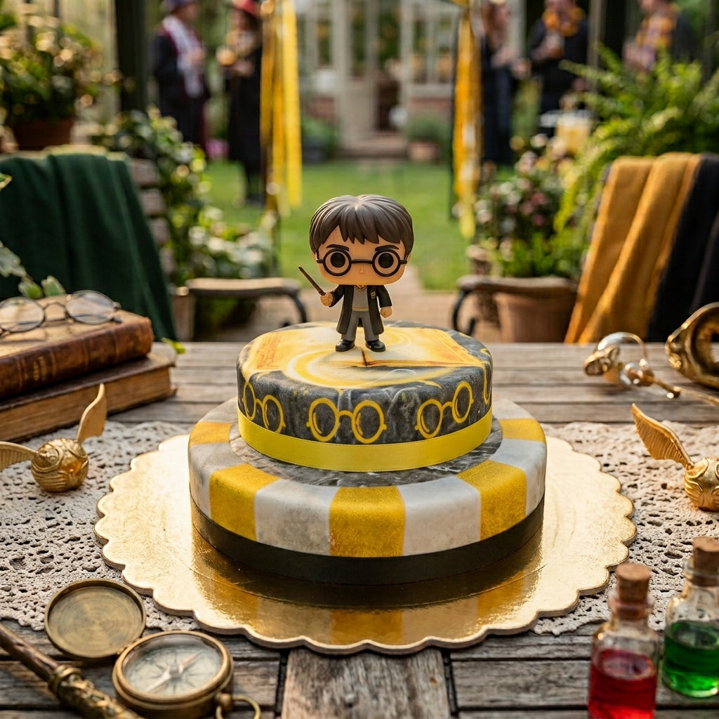 Harry Potter® sur gâteau Blaireau à 2 étages