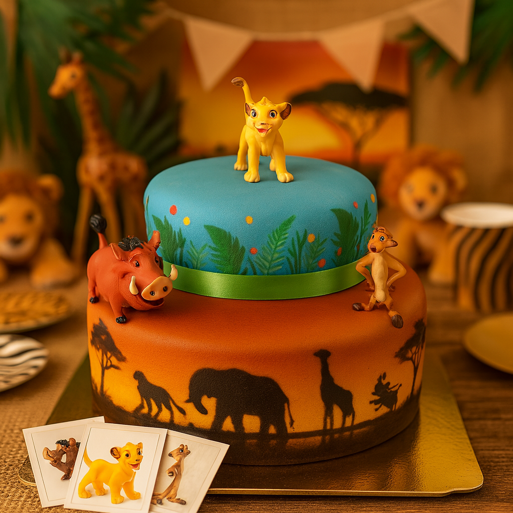 Simba®, Timon et Pumba® sur gâteau savane double-étage