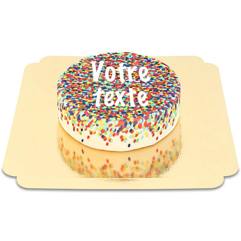 Gâteau confettis avec inscription personnalisée