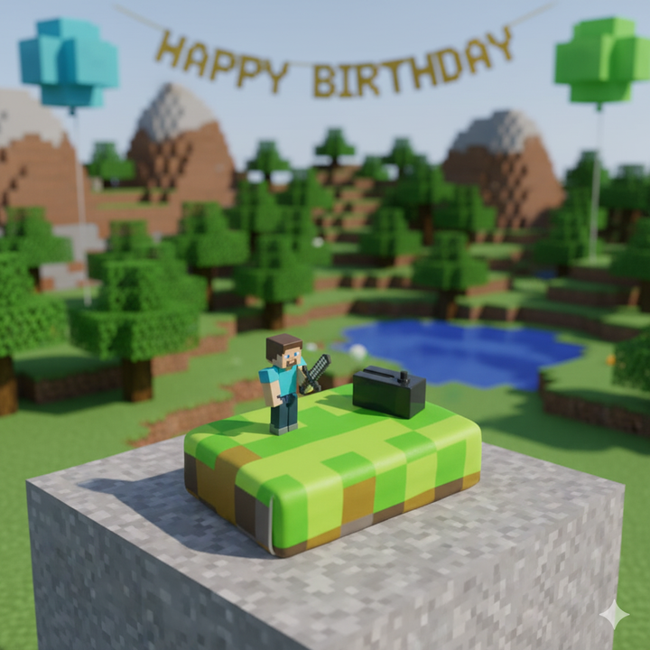 Figurine Minecraft® sur gâteau « monde des jeux »