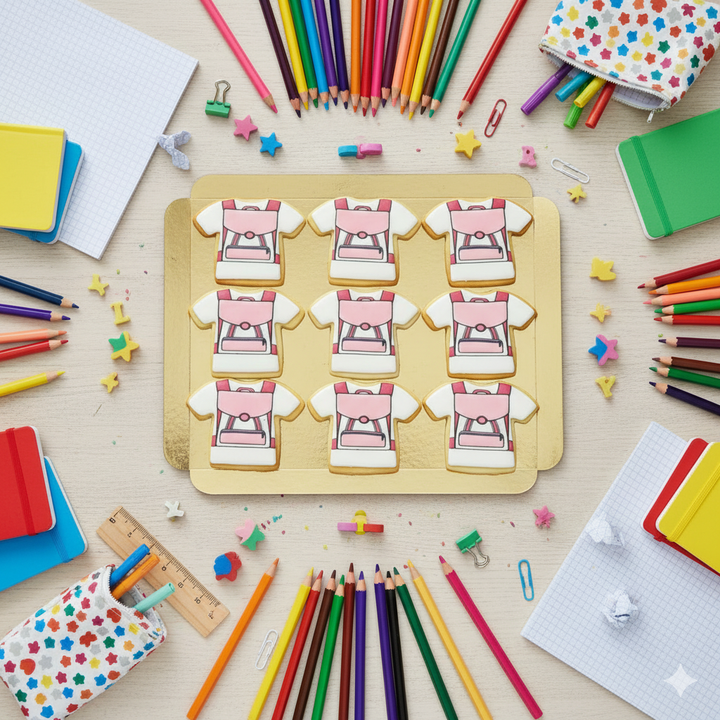 Biscuits cartables roses (12 pièces)