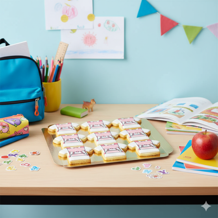 Biscuits cartables roses (12 pièces)