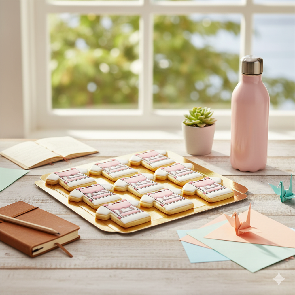 Biscuits cartables roses (12 pièces)