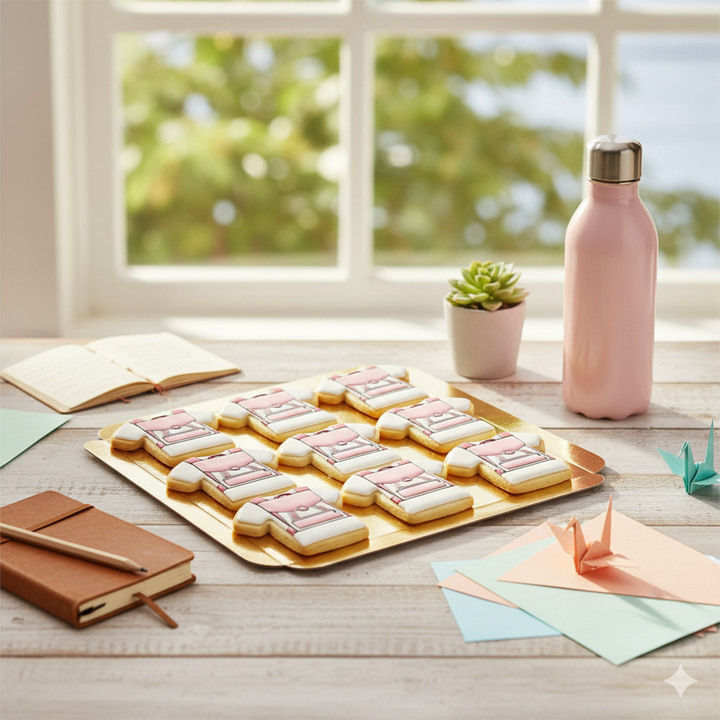 Biscuits cartables roses (12 pièces)