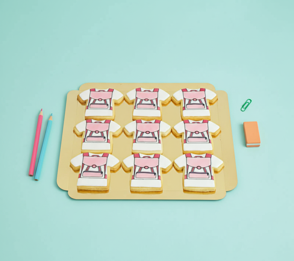 Biscuits cartables roses (12 pièces)