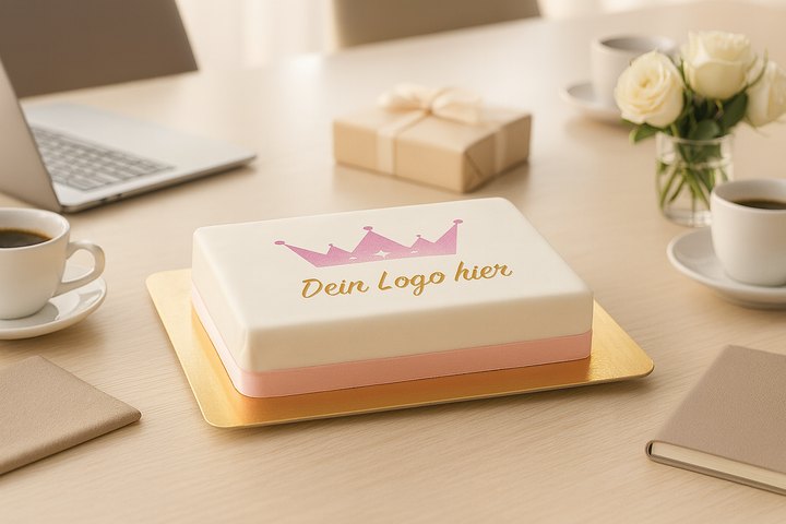 Gâteau rectangulaire avec logo