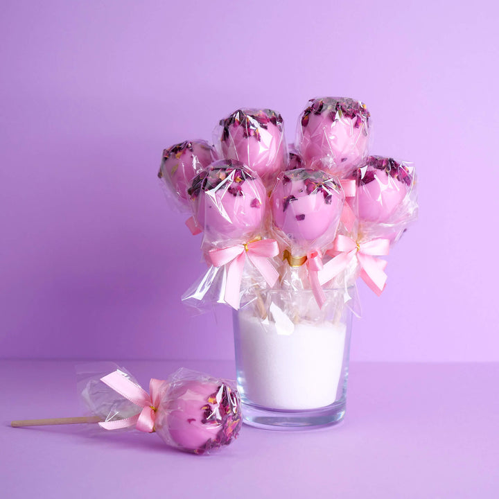 Cake-Pops ronds Roses avec pétales de rose (12 pièces)