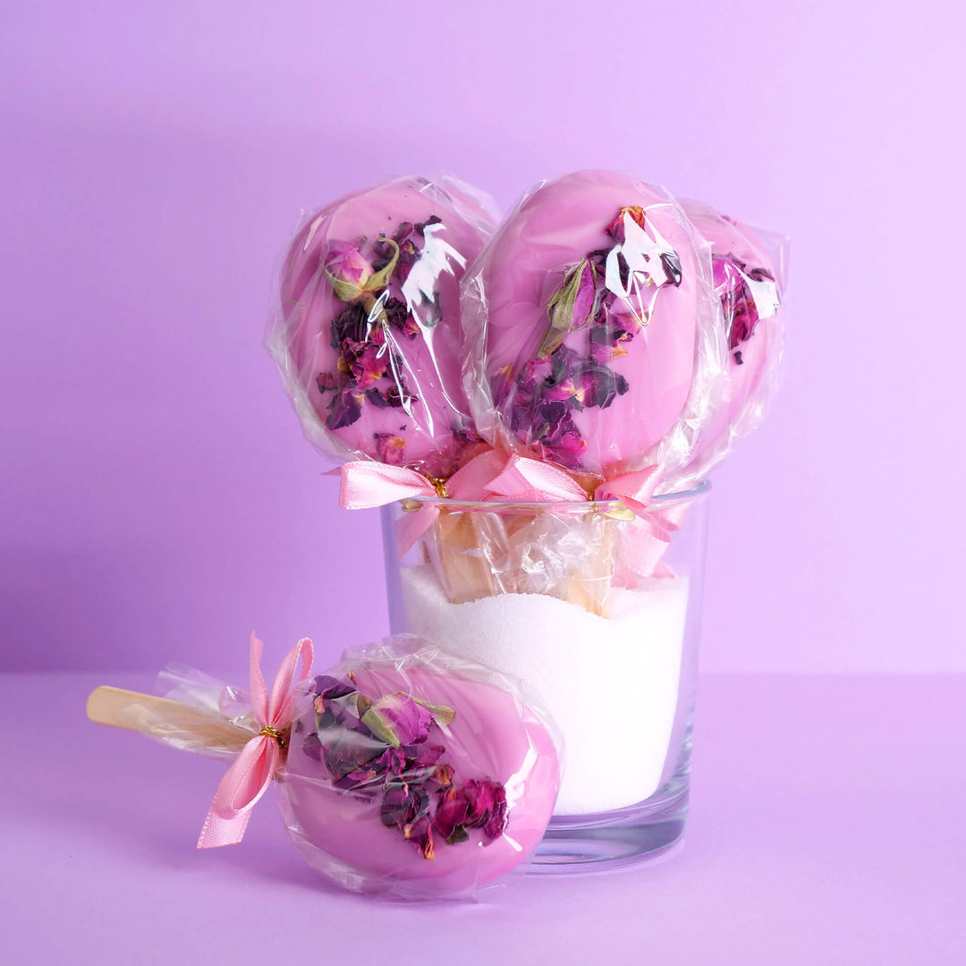 Cake-Pops Roses avec pétales de rose (10 pièces)