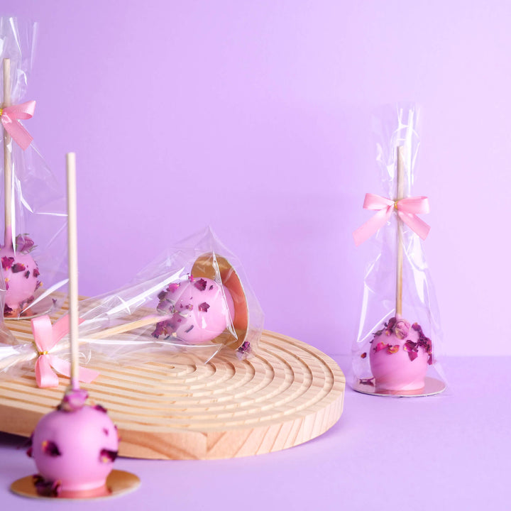 Cake-Pops Deluxe Roses avec pétales de Rose (10 pièces)