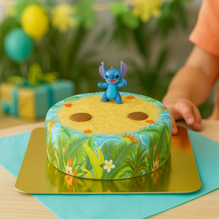Stitch® sur gâteau plage tropicale
