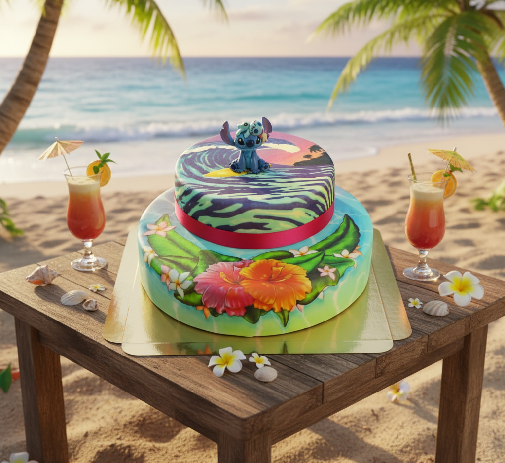 Stitch® sur gâteau surf à 2 étages