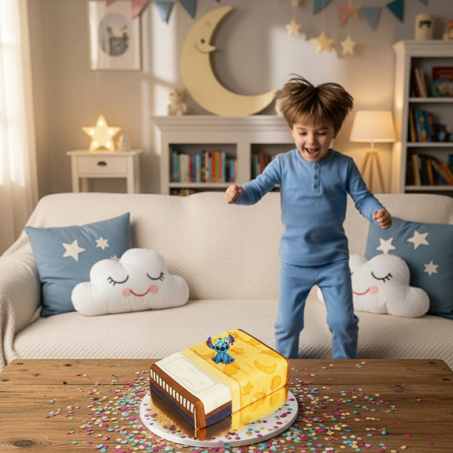 Stitch® et Souillon sur gâteau lit