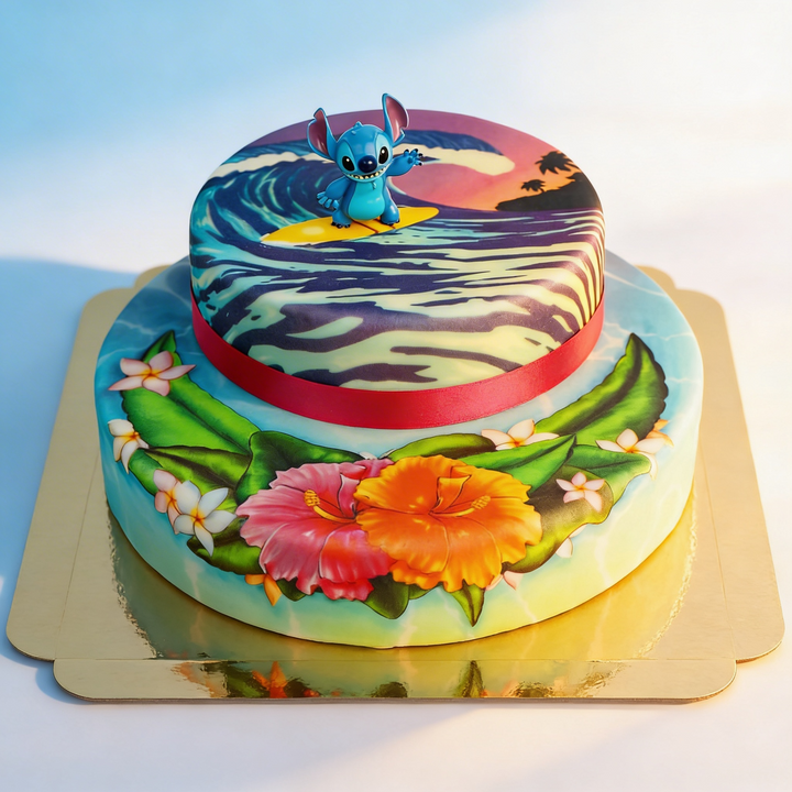 Stitch® sur gâteau surf à 2 étages