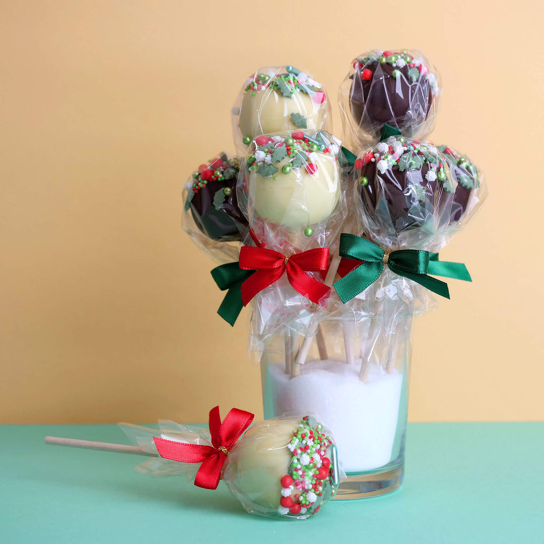 Cake-Pops de Noël avec vermicelles rouges et verts (12 pièces)