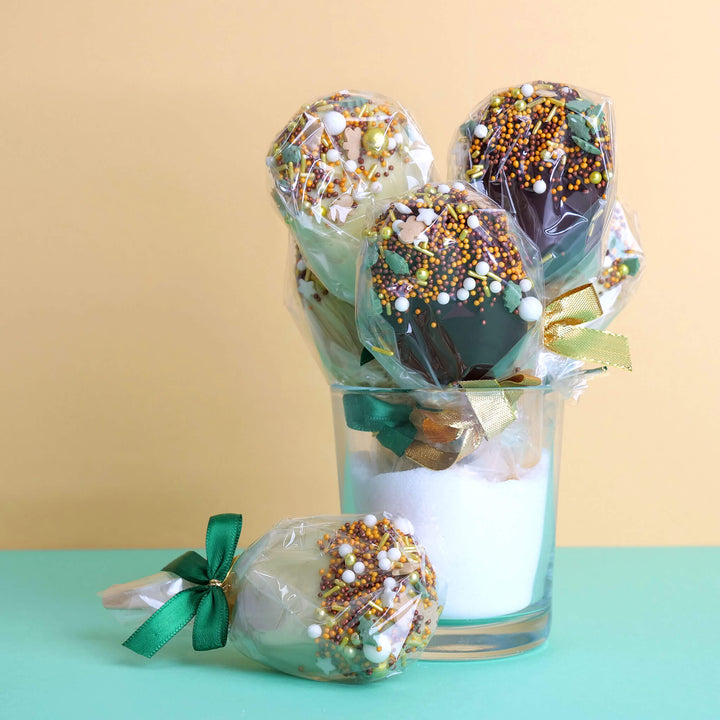 Cake-Pops crème glacée de Noël avec vermicelles verts et dorés (10 pièces)