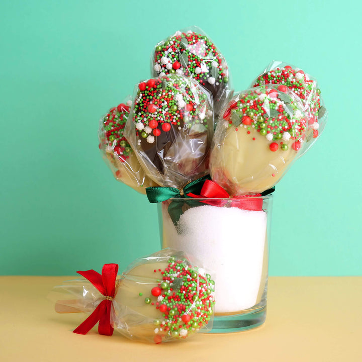 Cake-Pops crème glacée de Noël avec vermicelles rouges et verts (10 pièces)