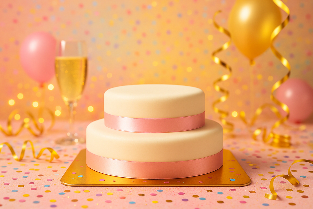 Gâteau Blanc avec Ruban sur deux étages