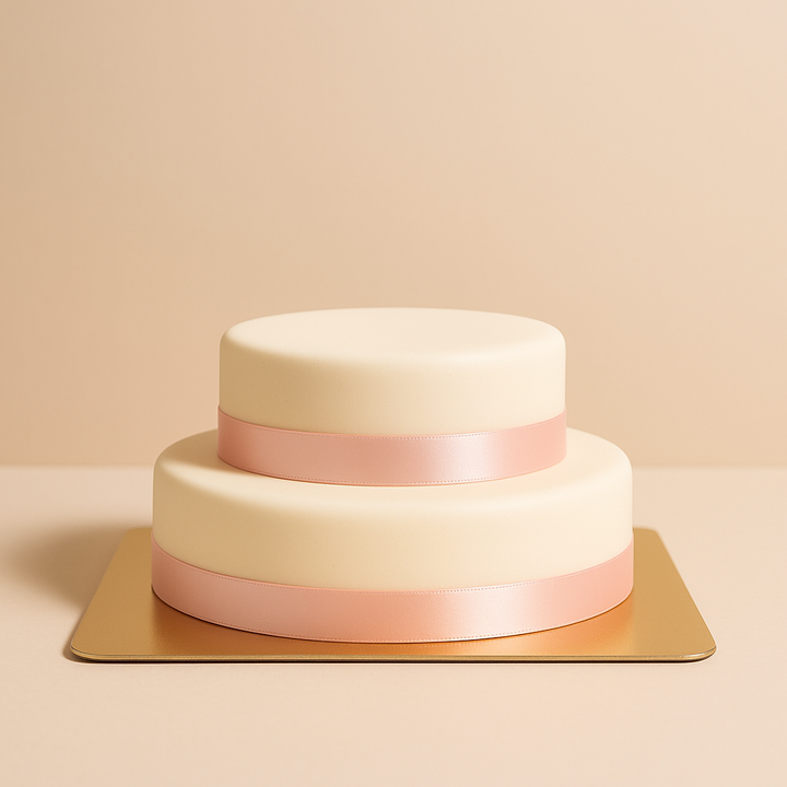 Gâteau Blanc avec Ruban sur deux étages
