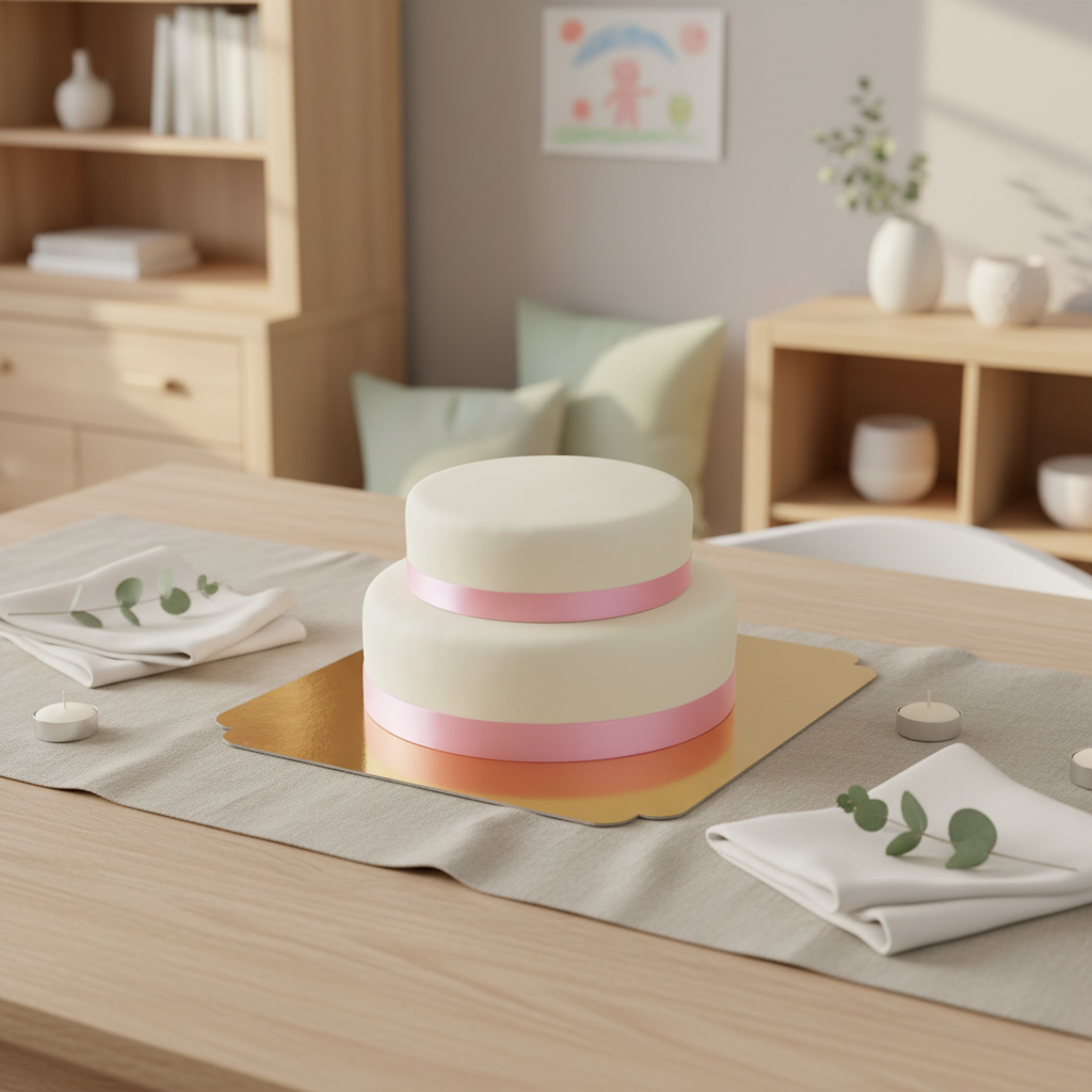 Gâteau Blanc avec Ruban sur deux étages