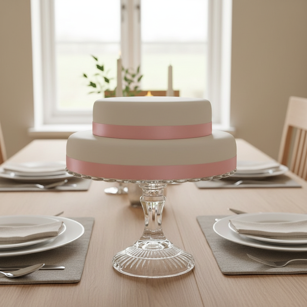 Gâteau Blanc avec Ruban sur deux étages