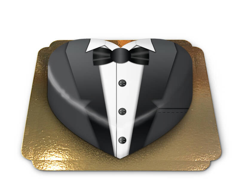 Gâteau Smoking noir en forme de coeur