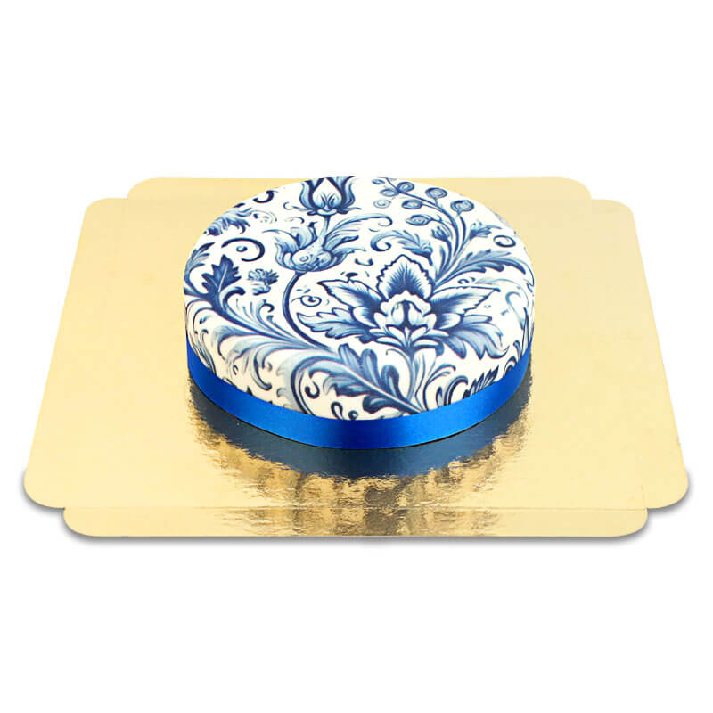 Gâteau motifs porcelaine bleue