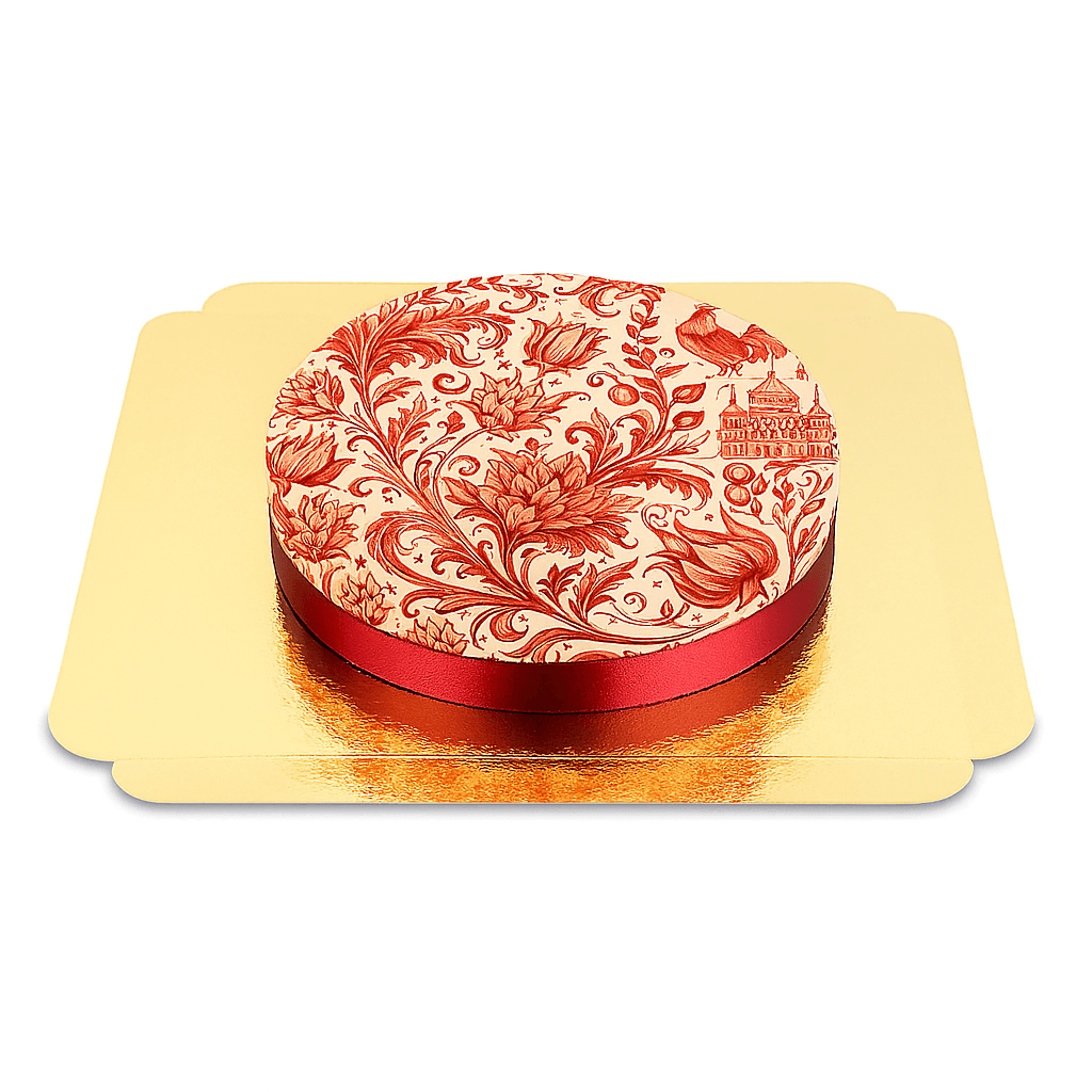 Gâteau motifs porcelaine rouge
