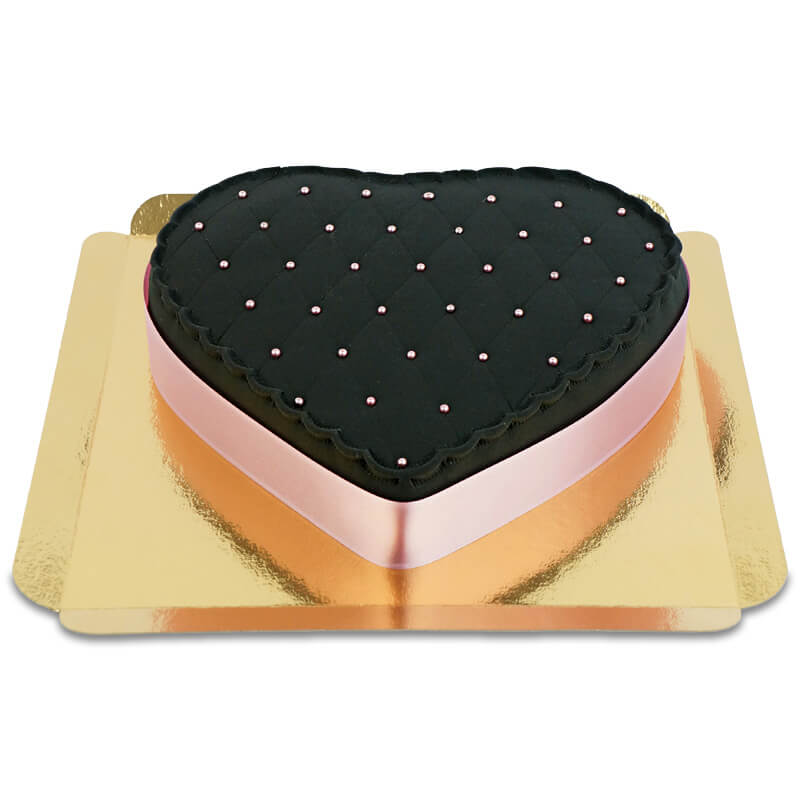 Gâteau coeur de la Saint-Valentin Deluxe noir – différentes couleurs de ruban