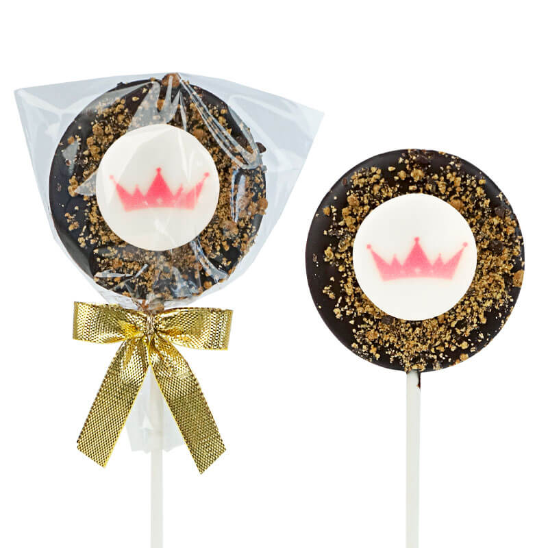 Sucettes au chocolat noir et crumble de biscuits avec logo (10 pièces)