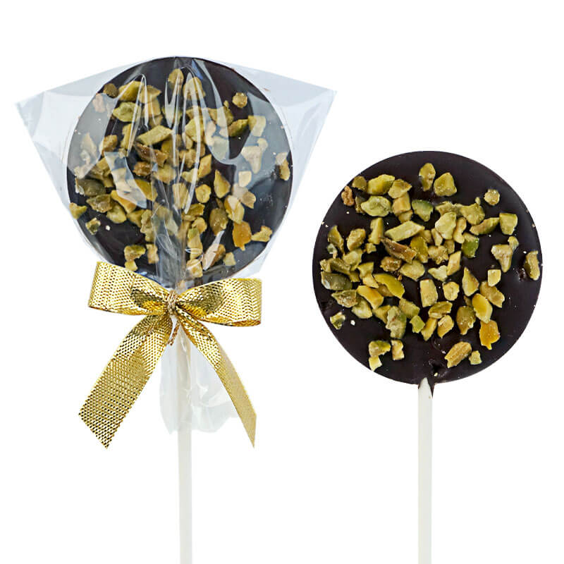 Sucettes au chocolat noir et pistaches (10 pièces)