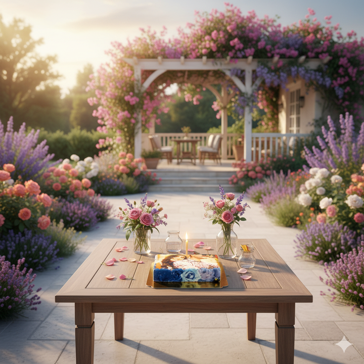 Gâteau-Photo Cadre thème Fleurs