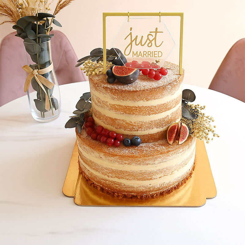 Gâteau de mariage 2 étages avec décorations & Topper - 30 personnes