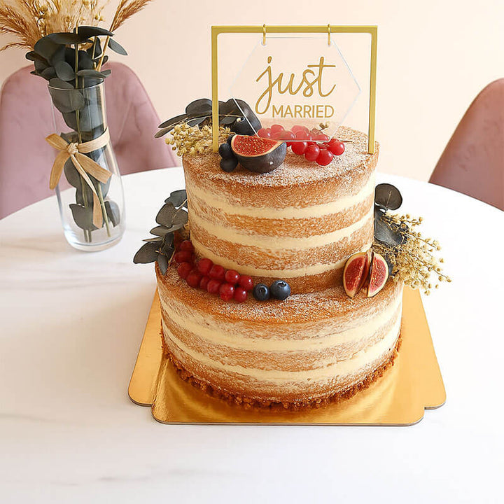 Gâteau de mariage 2 étages avec décorations & Topper - 30 personnes
